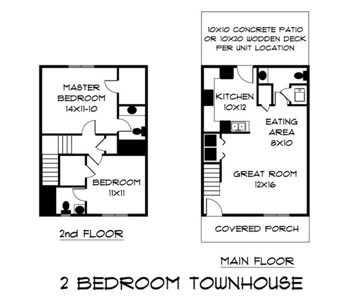 2 Bedroom Townhome Floor Plan Image